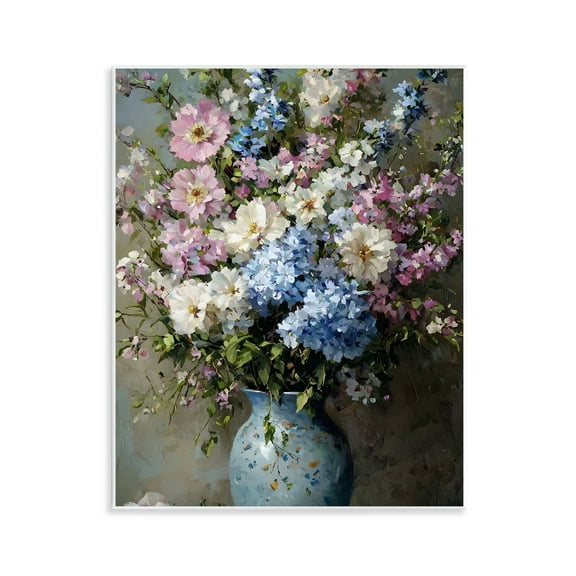 Stupell Industries Traditional Cool Tone Bouquet Floral Painting Unframed Art Print Wall Art, 11 x 14