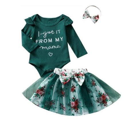 

Infant Newborn Baby Girl Skirt Sets Floral Sleeveless Romper Ruffle Tutu Dress 2Pcs Clothes Set