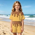 thumbnail image 2 of Bobifish Toddler Girls Summer Beach Outfit Sets Ice Cream Dripping Chocolate Print Short Sleeve Tee+Shorts Children Girls Sets, 2 of 4