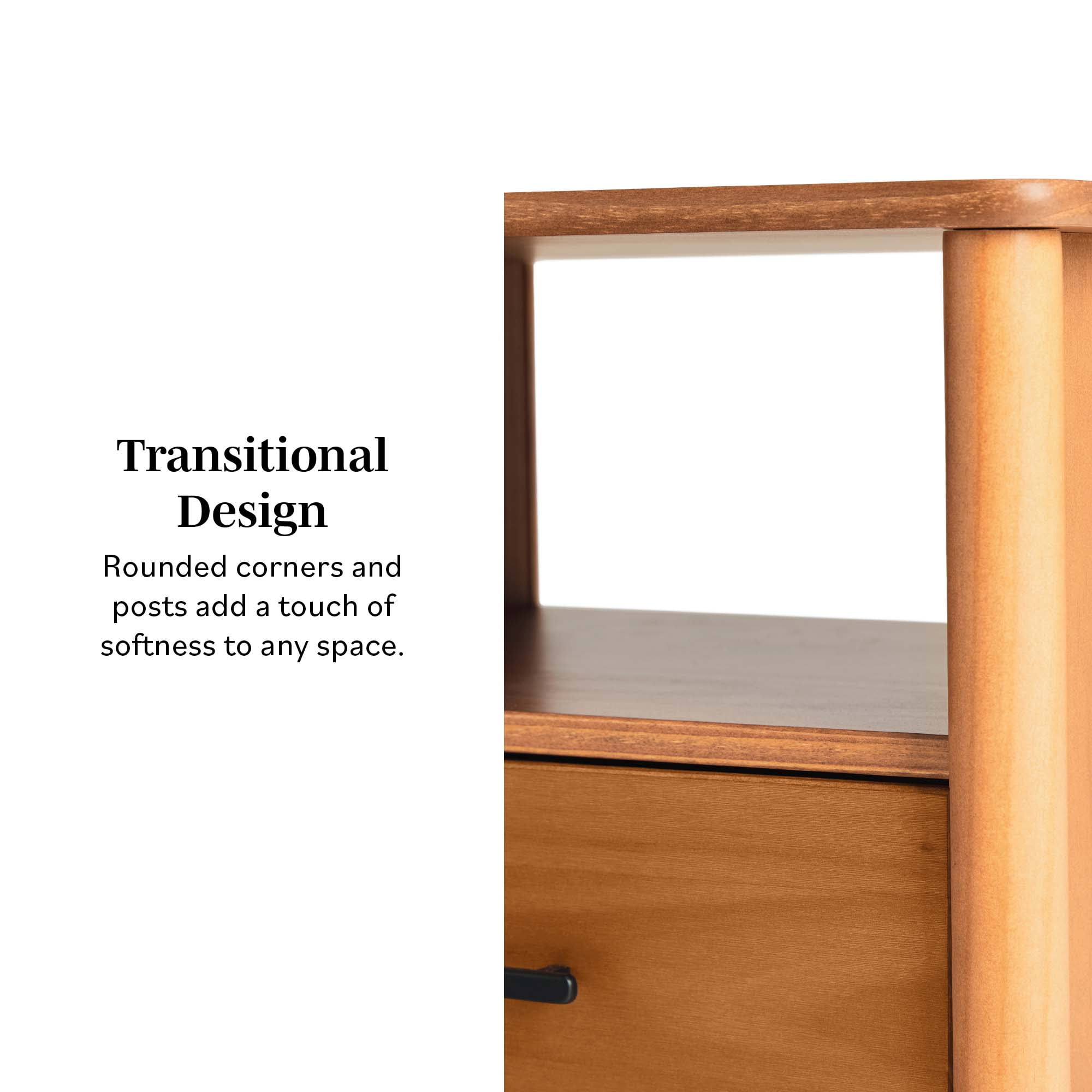 Walker Edison Transitional 1-Drawer Spindle-Leg Nightstand, Set of 2, Walnut