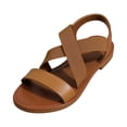 thumbnail image 3 of Strap Sandals, Women's Flat Sandals, Sandals With Back Strap, Women Flat Sandals, Women's Elastic Flat Sandals - Comfort Open Toe Elastic Ankle Strap Slip On Casual Walking Summer Shoes, Brown 8, 3 of 6