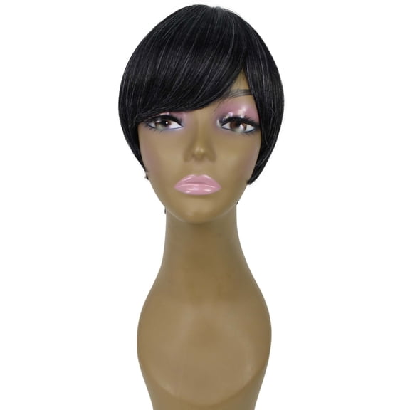 LUXLUXE Trinity Straight Bob 9 in Long Full No Lace Wig, Heat Resistant Fibers, Black Color