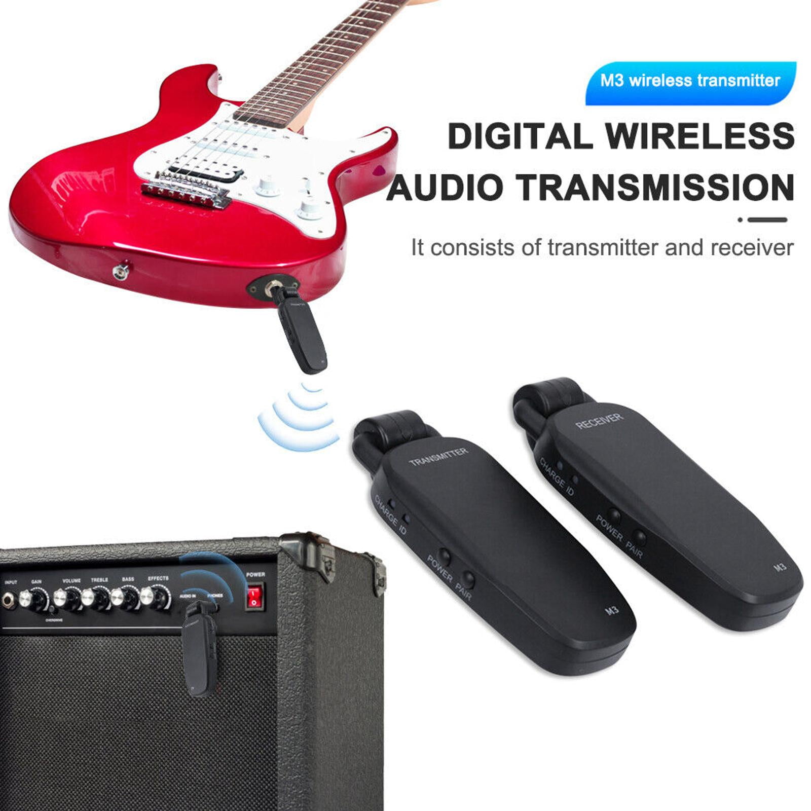 JIAHAOO M3 Guitar Wireless System Transmitter Receiver 50m Range 6.35mm Rotatable Interface Electric Guitars Distortion Free