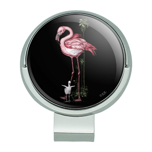 Pink Flamingos Palm Tree Golf Hat Clip With Magnetic Ball Marker