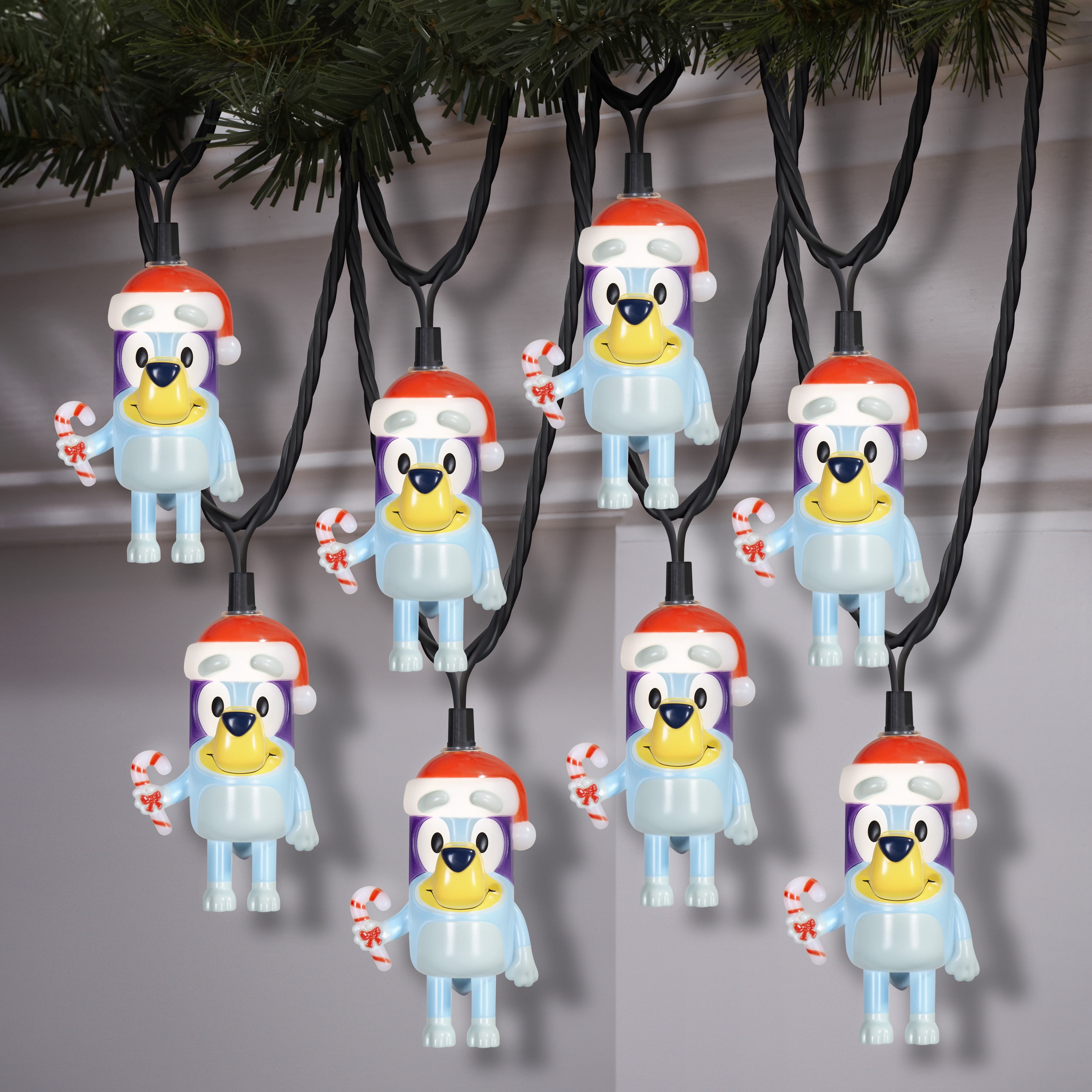 Christmas String Lights Holiday Lighting Bluey with Santa Hat BBC Classic White