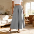 thumbnail image 2 of JGGSPWM Women's Fashion Long Skirts Flowy High Waist A Line Maxi Skirts Solid Color Casual Summer Pleated Midi Skirt with Pocket Gray XXL, 2 of 7
