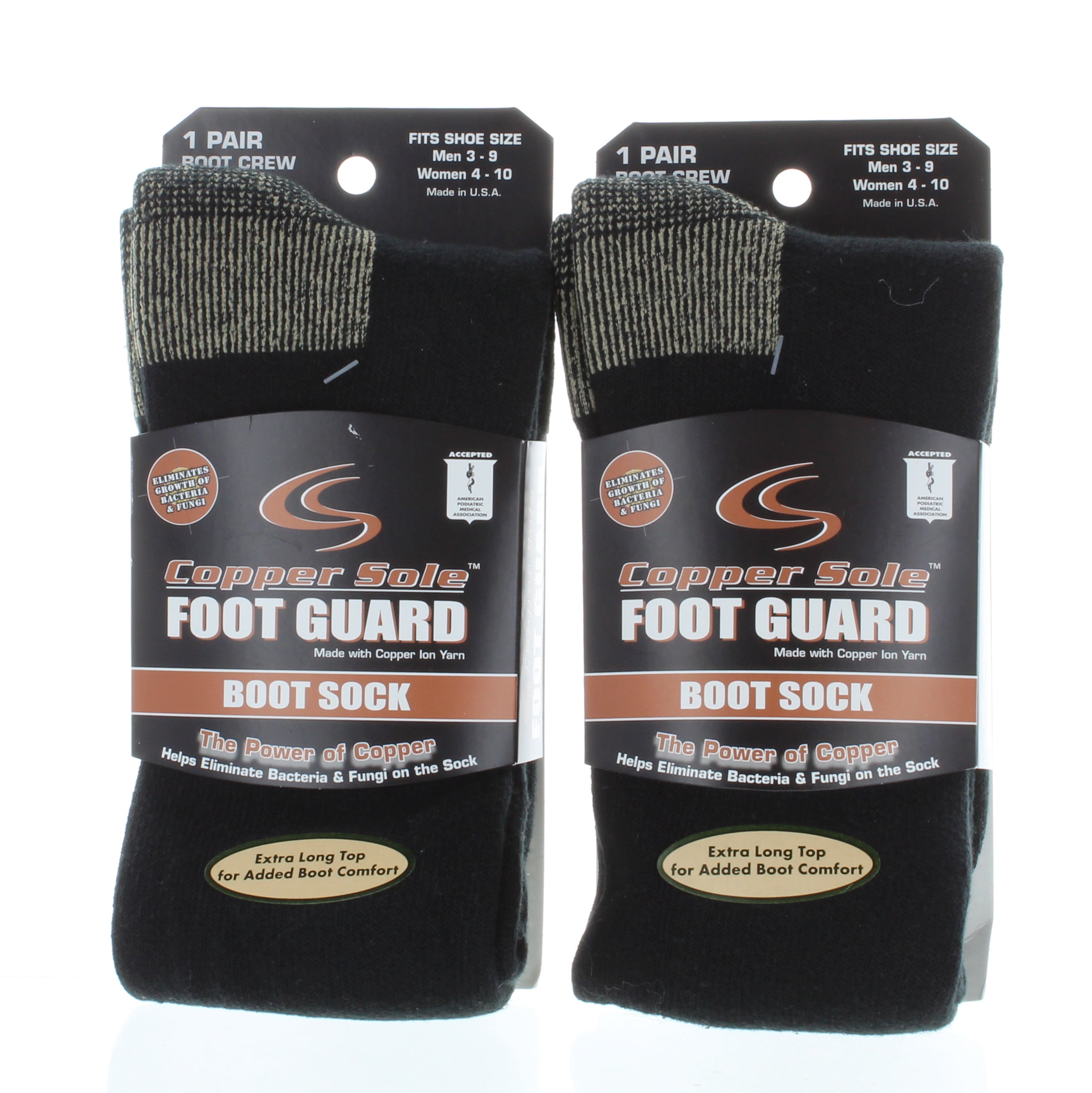 Copper Sole 2 Pairs Copper Sole Black Boot Socks Foot Guard Mens Shoe