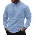 thumbnail image 3 of Fengqque Long Sleeve Polo Shirts for Men Classic Button Golf Shirt Casual Collared thermal Work Pullover Tops Navy L, 3 of 7