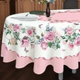 thumbnail image 2 of Pink Oval Tablecloth, Rose Flower Printed Tablecloth, Spring Summer Waterproof Floral Tablecloth 60x84inch, Suitable for Indoor and Outdoor, Holiday Kitchen Restaurant and Party, 2 of 6