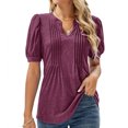 thumbnail image 2 of Tops Para Mujer Elegante Blusa Casual Suelta Manga Corta Con Cuello en V Camiseta Sólida Túnica Odeerbi ODB164497, 2 of 9