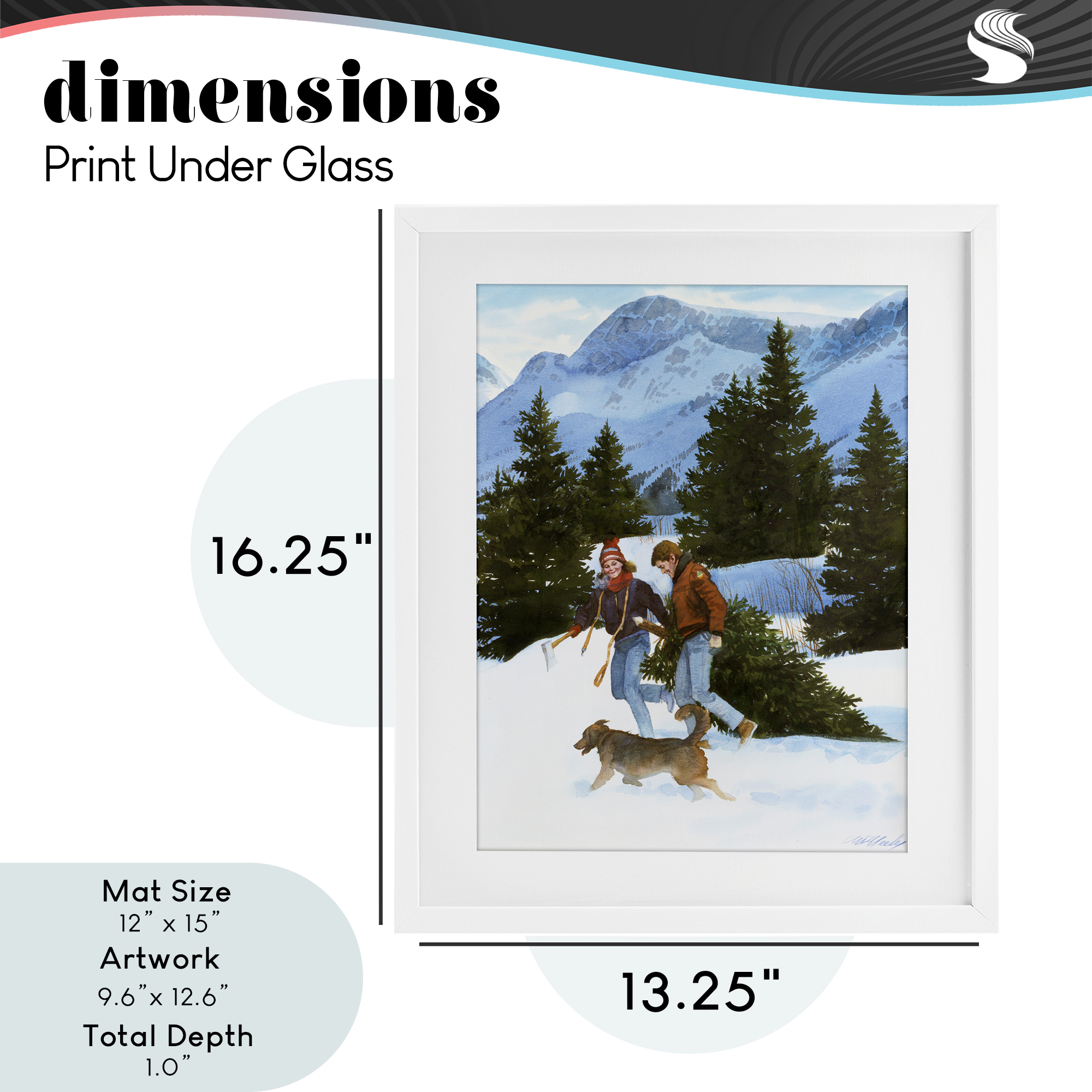 Couple Bringing Home Tree White Framed Print Under Glass, design by Wind River Studios