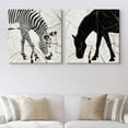 thumbnail image 2 of wall26 Canvas Print Wall Art Set Zebra &amp; Horse Silhouettes on Wood Grain Animals WildLife Illustrations Minimalism Chic Relax/Calm Dark Duotone for Living Room, Bedroom, Office - 24"x24&quot, 2 of 5