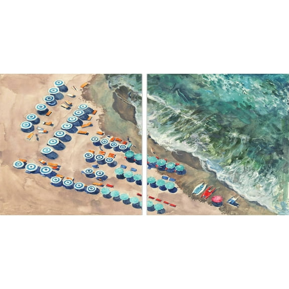 Marmont Hill Blue Beach Umbrellas II Diptych
