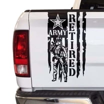 Soldier Retired Enlisted Man Veteran Fighter U.S. Army USAF USMC Distressed American US USA Flag Truck Tailgate Vinyl Decal fits Most Pickup Trucks Military Sticker (11" x 20", Black)