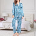thumbnail image 4 of XIAOCHA Womens Satin Pajama Set Bow Heart Print Button Down Collared Long Sleeve Trousers Sweet Home Nightwear Casual Loungewear, 4 of 5
