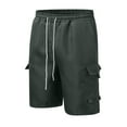 thumbnail image 3 of XIAONU Men's Dark Green Cargo Shorts Elastic Waist Drawstring Pant Multi-Pocket Casual Outdoor Wear Shorts, 3 of 4