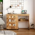 thumbnail image 1 of Gymax Folding Sewing Craft Table Shelf Storage Cabinet Home Furniture W/Wheels Natural, 1 of 10