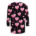 thumbnail image 5 of Xdegoge Cute Heart Shirts for Women 3/4 Sleeve Tops Holiday Valentine Tshirts Crew Neck Fashion T Shirt Dressy Casual Blouses Going Out Outfits, 5 of 6