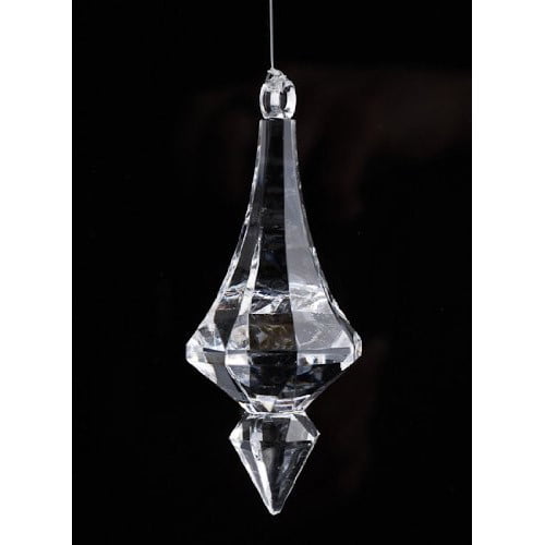 Clear Multi Faceted Crystal Glass Lamp Chandelier 2-1/2" Teardrop Prism Antique