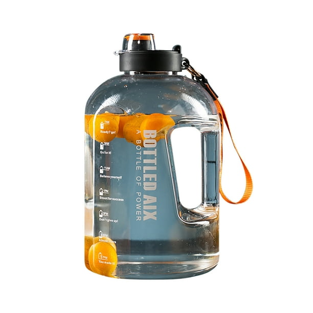 Botella de agua Gran capacidad Marcador de tiempo transparente Taza diseñada Negro