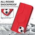 thumbnail image 3 of Funda antirrobo con cierre magnético para iPhone 13 Mini, compatible con carga magnética, piel sintética y TPU, diseño tipo cartera, ranuras para tarjetas, 3 of 5