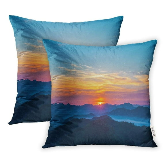 EREHome Beautiful Landscape of Sunrise Mist Sky and Cloud View from Top Mountain at PHU Pillow Case Pillow Cover 18x18 inch Set of 2