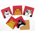thumbnail image 2 of Inkdotpot Set of 6 Drink Coasters DecorativeNon,SlipCork Base4-inch Square PrintedCoastersEasy Clean- Cat, 2 of 8