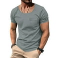 thumbnail image 2 of kamemir Gym Shirts Men Men's Loose Fit Lightweight Short-Sleeve Pocket T-Shirt Grey,XL, 2 of 6