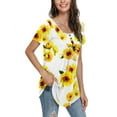 thumbnail image 3 of PPYOUNG Women's Summer Casual Short Sleeve Tunic Tops Fit Pleated Blouse Shirts, 3 of 5