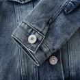 thumbnail image 5 of IBTOM CASTLE Toddler Baby Girls Boys Denim Jacket Long Sleeve Button Down Jeans Coat Ripped Hooded Top Fall Cowboy Casual Outwear Clothes 6-12 Months Blue + Pink Heart, 5 of 8
