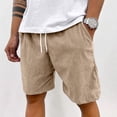 thumbnail image 2 of Lumtrix Beach Corduroy Shorts for Men Casual Wide Leg Shorts Fashion Vacation Summer Elastic Waist Bottoms with Pockets Khaki 2XL, 2 of 6
