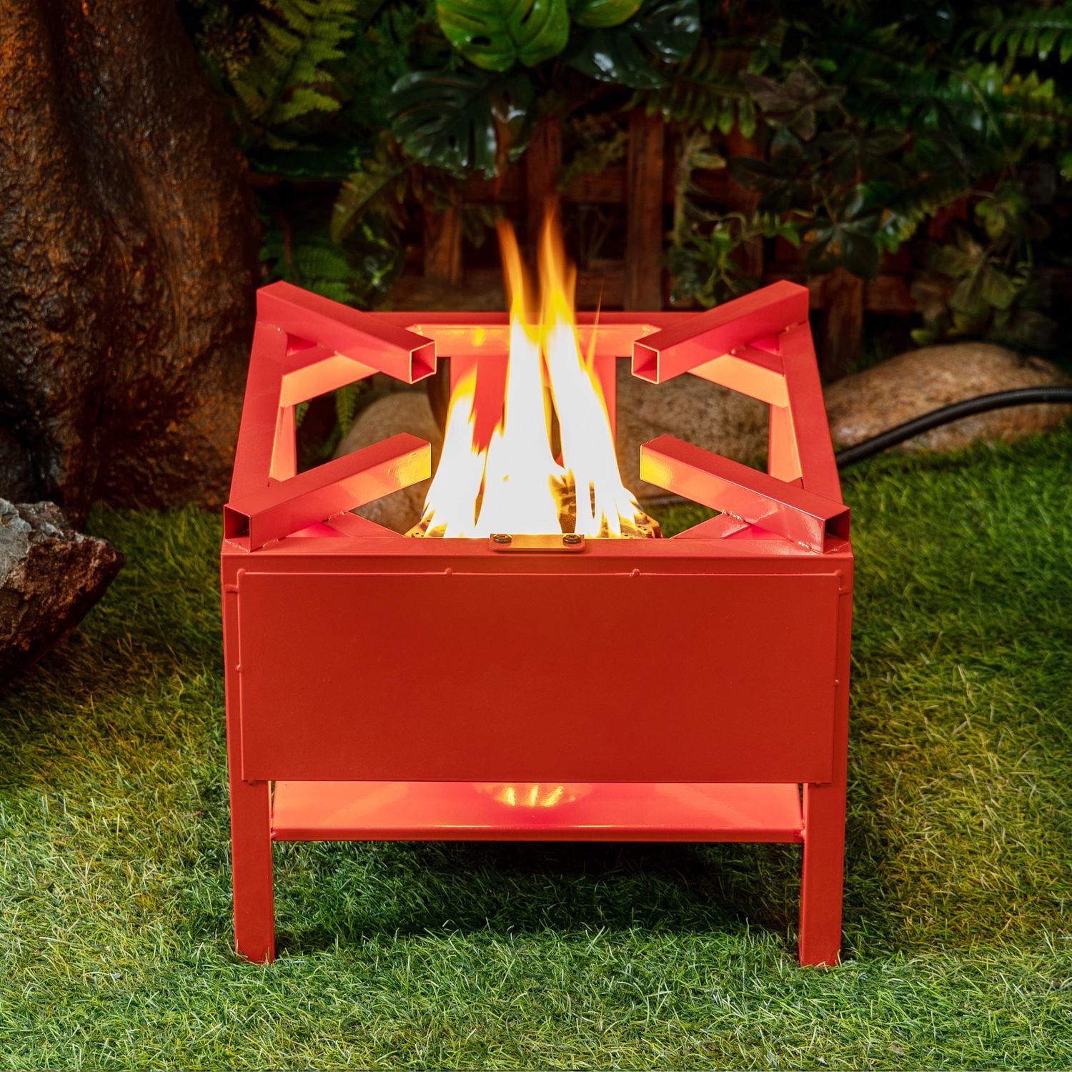 Deko Living Outdoor Square Propane Gas Burner Cooker Stand 65,000 BTU with Hose and Regulator