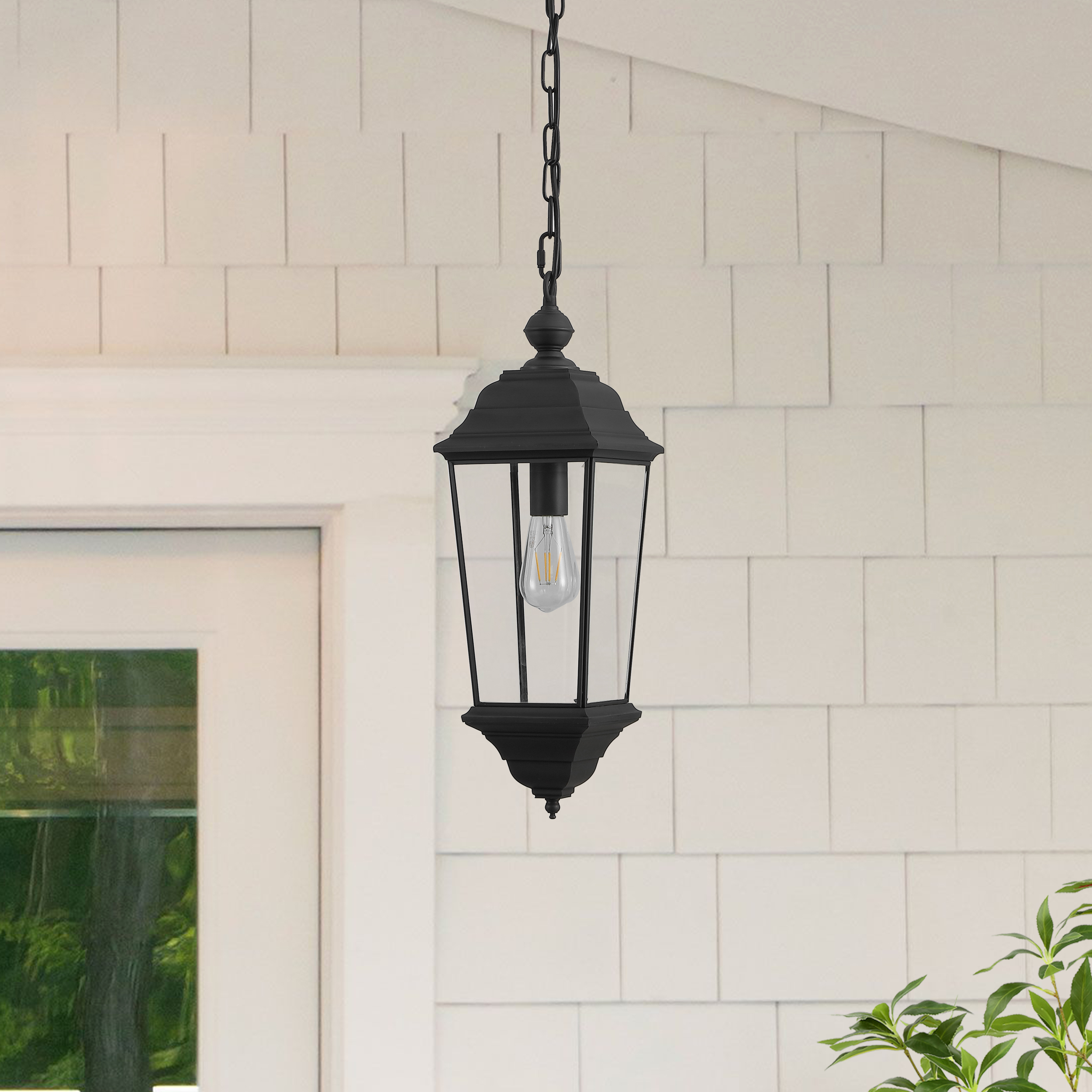 Safavieh Teri 7" Traditional Metal and Glass Outdoor Lamp, Black