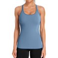 thumbnail image 1 of XINQIHANG Ribbed Workout Tank Tops for Women with Built in Bra Tight Racerback Scoop Neck Athletic Top, 1 of 7
