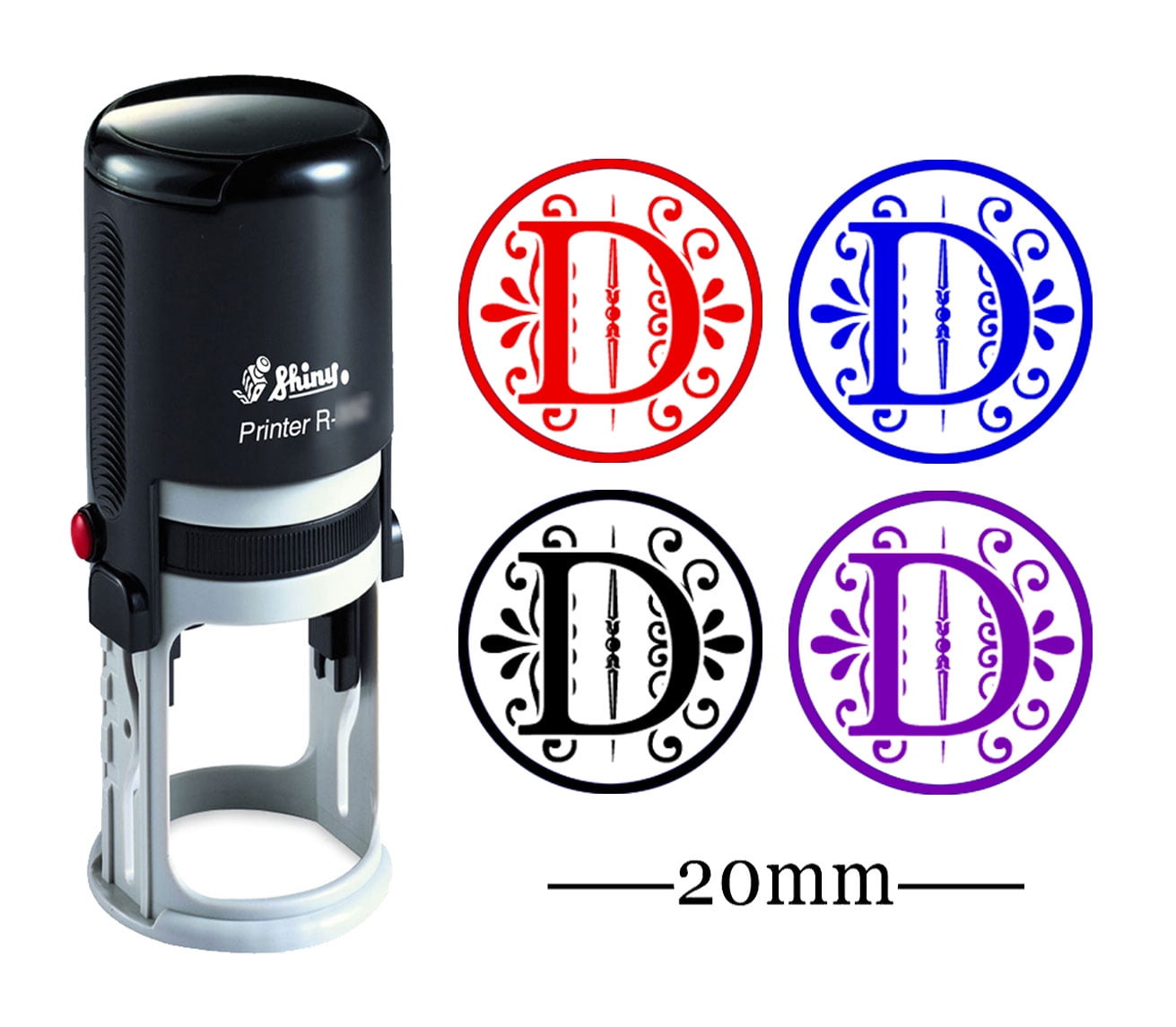 Custom AZ Alphabet Stamp In Black Ink Monogram Round Rubber Stamp Self