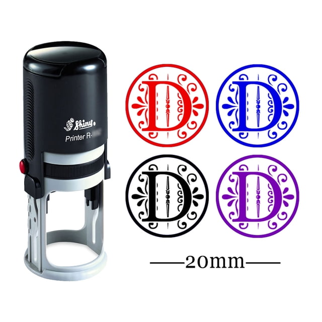 Custom A-Z Alphabet Stamp In Black Ink Monogram Round Rubber Stamp Self Inking Initial Stamp SHINY Mini Stamper 20 mm
