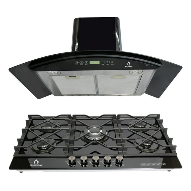 Combo Parrilla de 5 quemadores y Campana de cristal curvo Supra VARENNA