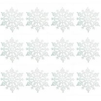 12Pcs/Set White Snowflake Ornaments Plastic Glitter Snow Flakes Ornaments for Winter Christmas Tree Decorations Craft Snowflakes