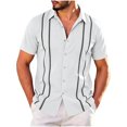 thumbnail image 2 of SHTXOZHI Men's Cuban Guayabera Shirt Short Sleeve Button Down Plus Size Shirts Wedding Summer Beach Tops, 2 of 6