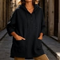 thumbnail image 2 of Women's Loose Fit Hooded Long Sleeve Half Zip Pullover Sweatshirt With Pocket | CSEONE,Black S, 2 of 9