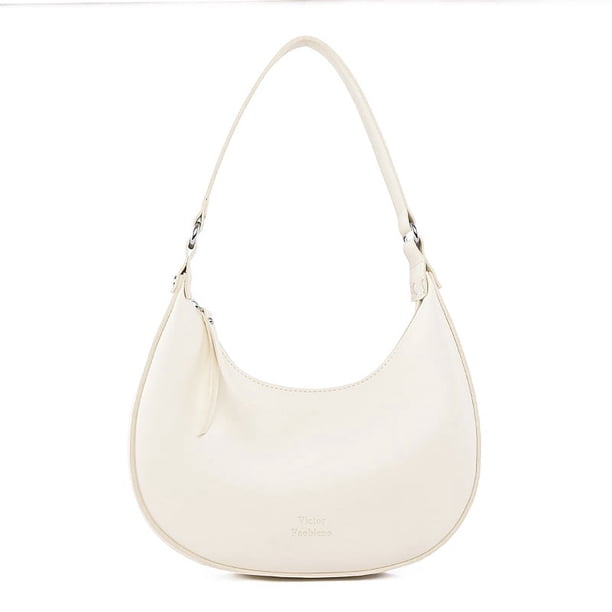 Bolso de hombro de PU para mujer bolso cruzado con cremallera color blanco