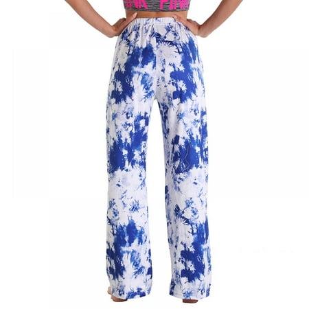 

Wide Leg Lounge Pants for Women Loose Fit Casual Tie-dye Pajamas Pant with Drawstring