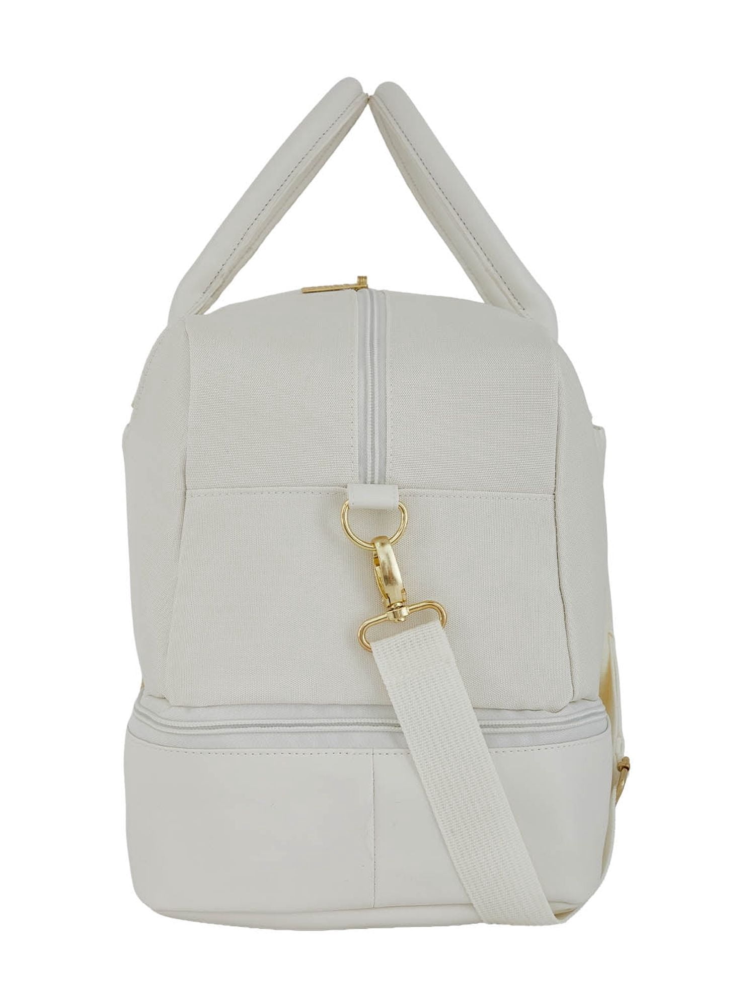 Protege 20” Drop Bottom Weekender Duffel Bag for Travel, Polyester Material, Carry-On Travel Bag, White