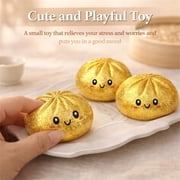 Dumpling Squishy, Glitter Dumpling, Colorful Squishy Dumplings with Box, Soft Squeeze Toy for Stress Relief (White)