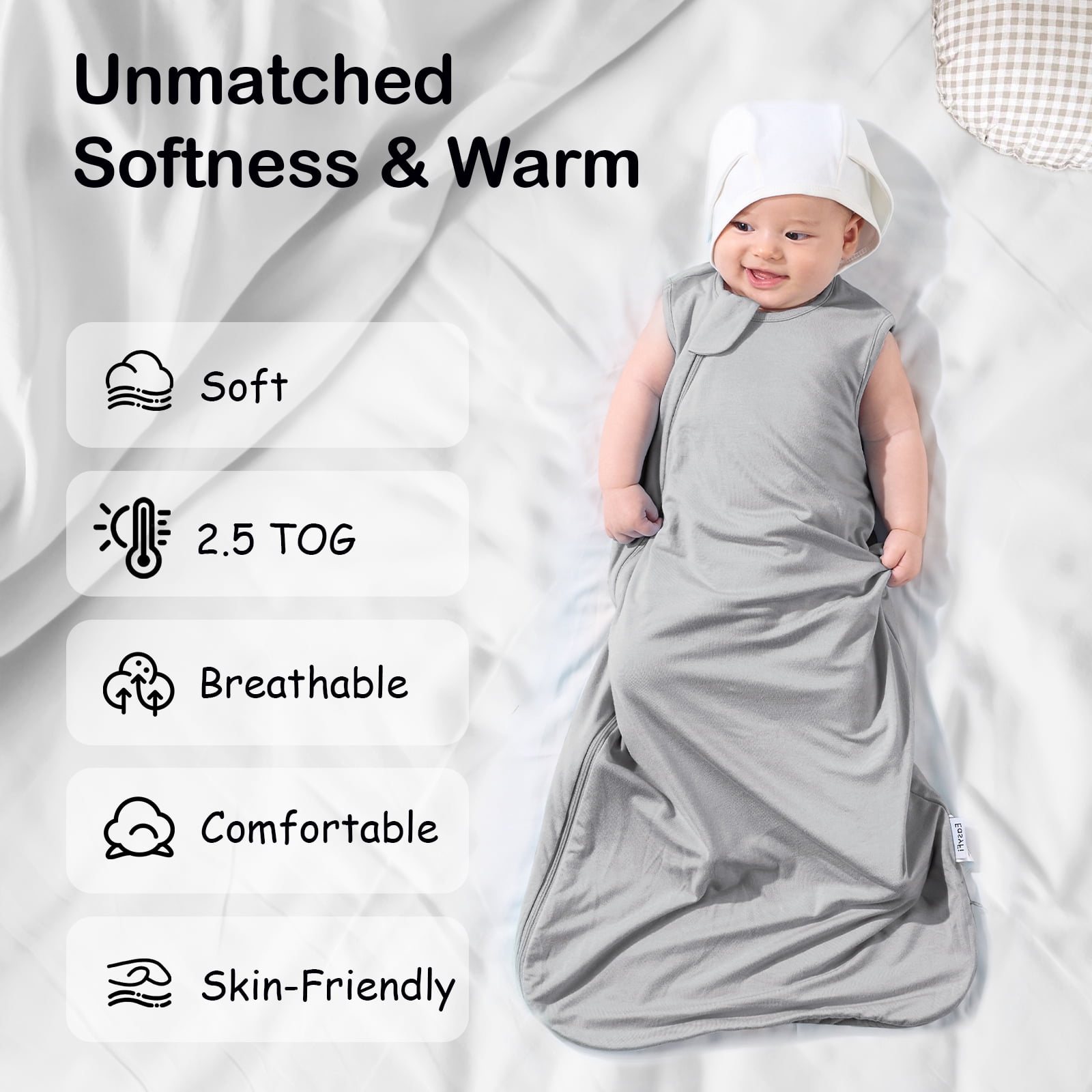 2.5 Tog Winter Baby Sleep Sack 0-6 Months Rayon Made from Bamboo Sleeping Bag Unisex Girl Boy Warm Baby Wearable Blanket