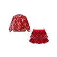 thumbnail image 5 of Miutii Kids Girls Two Piece Modern Jazz Dancewear Sequins Latin Dance Skirts Outfits Hip Hop Performance Clothes Set Red 12, 5 of 6