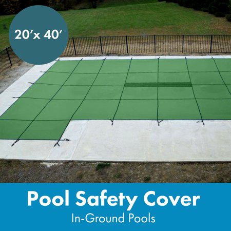 WaterWarden in-Ground Pool Safety Cover Fits 20’ x 40’  Left Step  Center Drain Panel