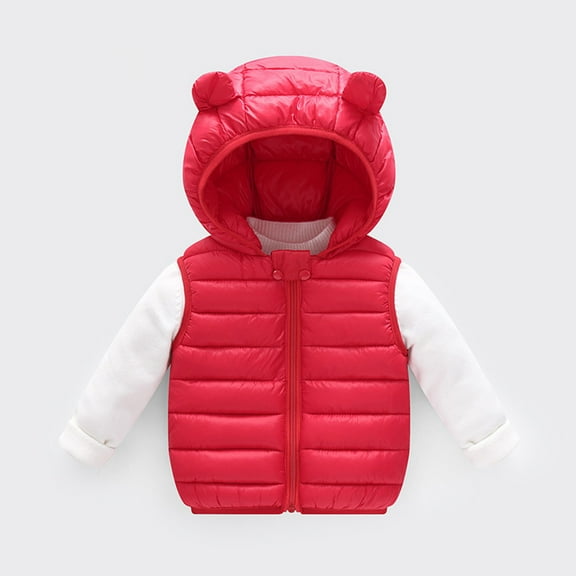 Toddler Baby Boys Girls Jacket Coats Bear Ears Hooded Solid Color Puffer Warm Down Coat Winter Outerwear Jd-Hot Pink-(3 Years)