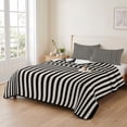 thumbnail image 2 of Twin XL Quilt Set 68''x98'', Black Striped Lightweight Summer Bedspread Coverlet Set with 2 Pillow Shams, Modern Simple Farmhouse Beige Vintage Breathable All Season Quilt Bedding for Dorm/Guest Room, 2 of 9