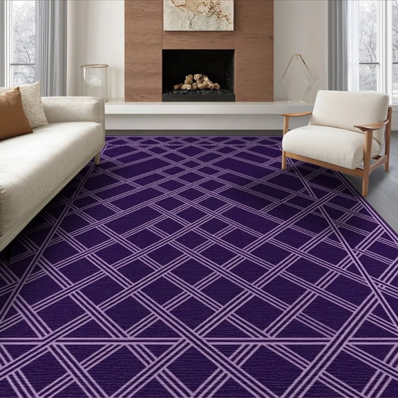 ODIKA 8'x10' Washable Area Rug Style Abstract Grid Network Modern Decorative Surface Cover for Dining Room, Large Office, Lounge, Non-Slip Chair-Friendly Mat
